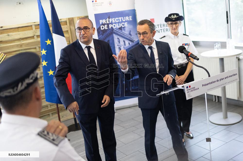 Bruno Retailleau visits the 20th Arrondissement Police Station - Paris