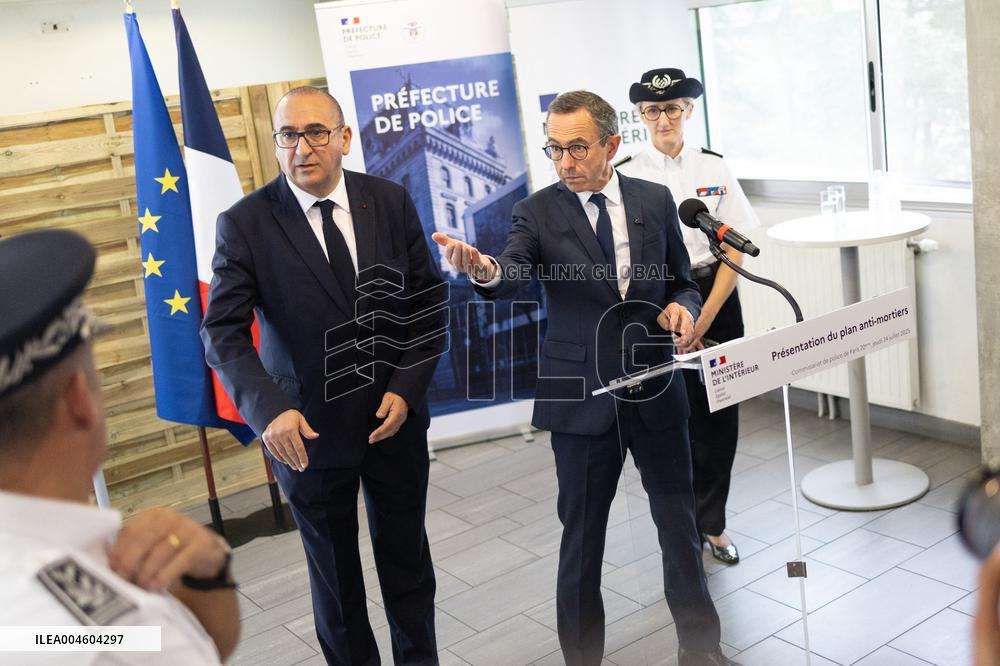 Bruno Retailleau visits the 20th Arrondissement Police Station - Paris