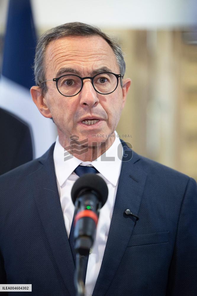 Bruno Retailleau visits the 20th Arrondissement Police Station - Paris