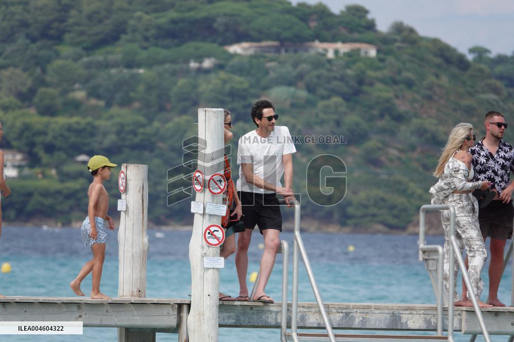 Adrien Brody and Georgina Chapman at Club 55 in Saint-Tropez - France