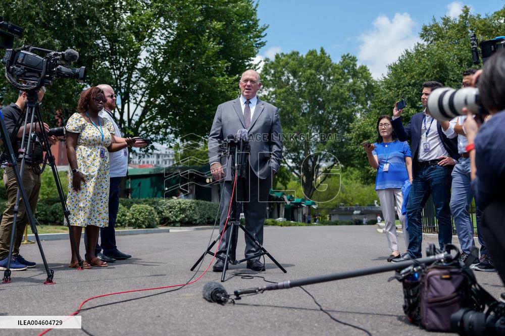 Tom Homan Speaks to Media outside West Wing of White House