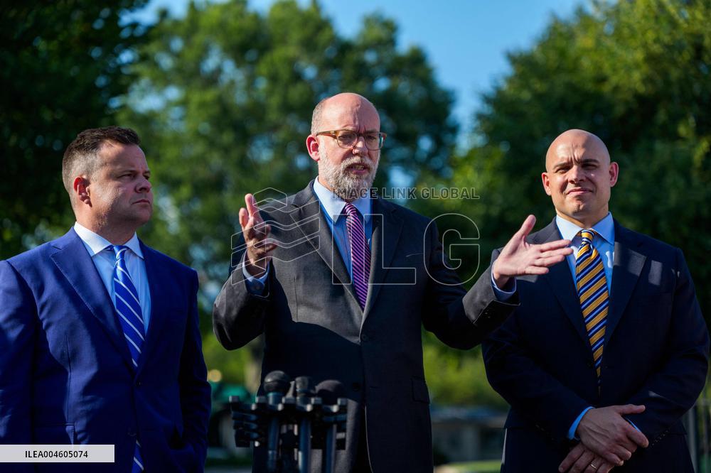 James Blair, Russell Vought and Bill Pulte Speak to Media outisde White House