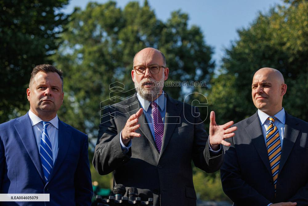 James Blair, Russell Vought and Bill Pulte Speak to Media outisde White House