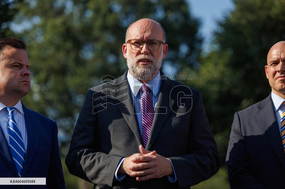 James Blair, Russell Vought and Bill Pulte Speak to Media outisde White House