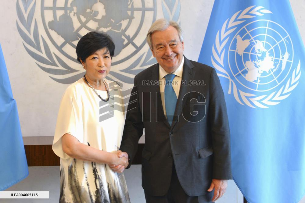 U.N. chief Guterres and Tokyo Gov. Koike