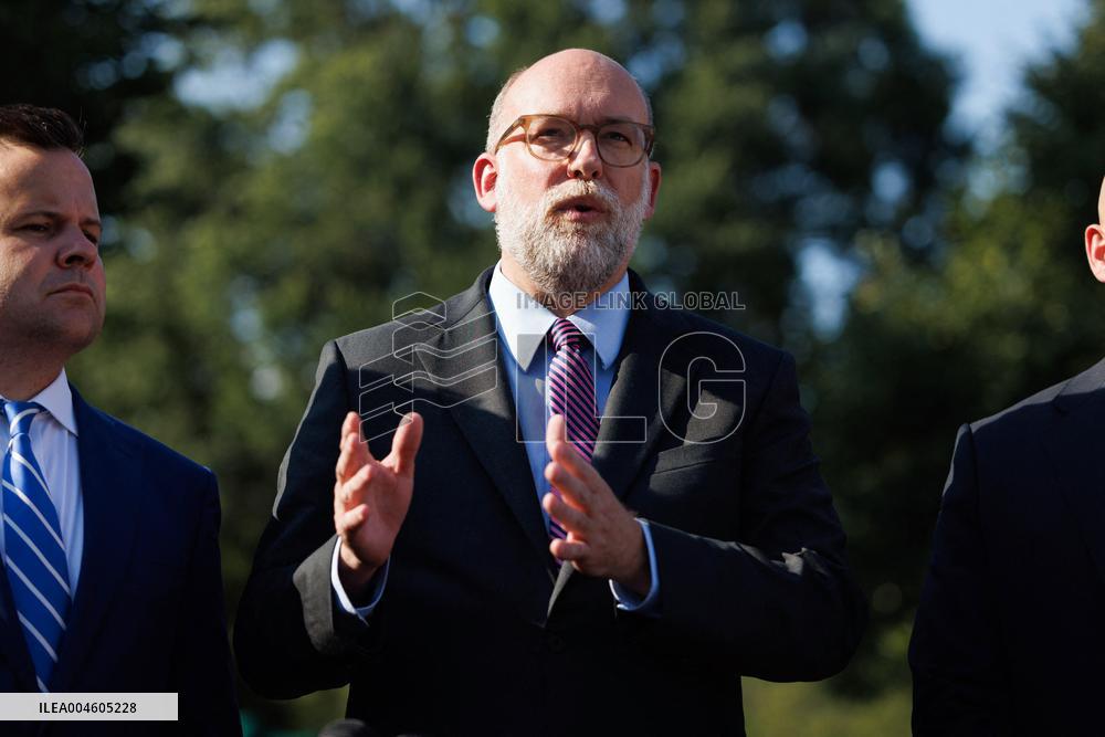 James Blair, Russell Vought and Bill Pulte Speak to Media outisde White House