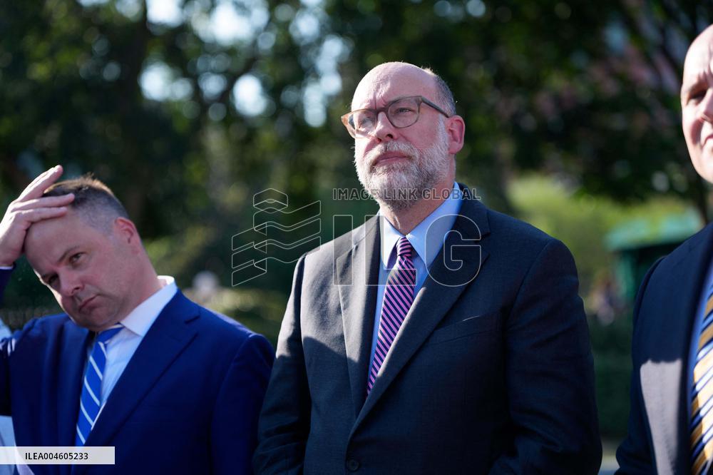 James Blair, Russell Vought and Bill Pulte Speak to Media outisde White House
