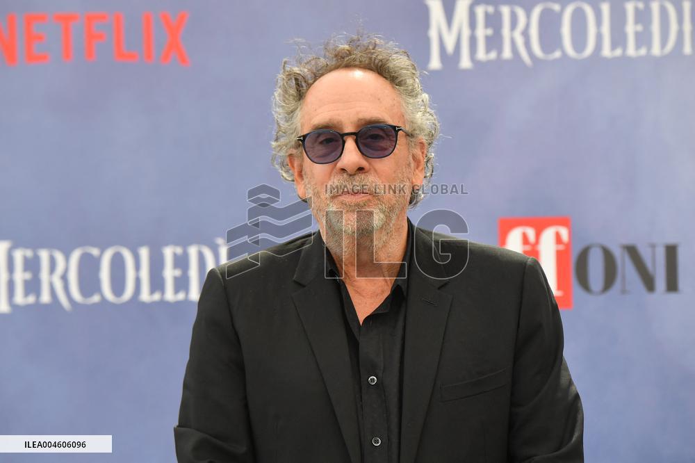 Tim Burton And Monica Bellucci At Presentation Of Wednesday Season 2 - Italy