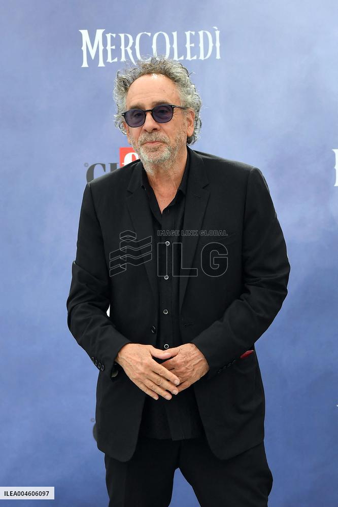 Tim Burton And Monica Bellucci At Presentation Of Wednesday Season 2 - Italy