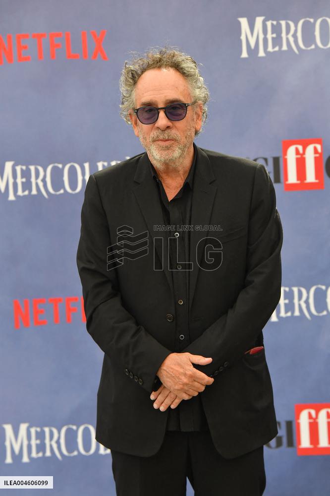 Tim Burton And Monica Bellucci At Presentation Of Wednesday Season 2 - Italy