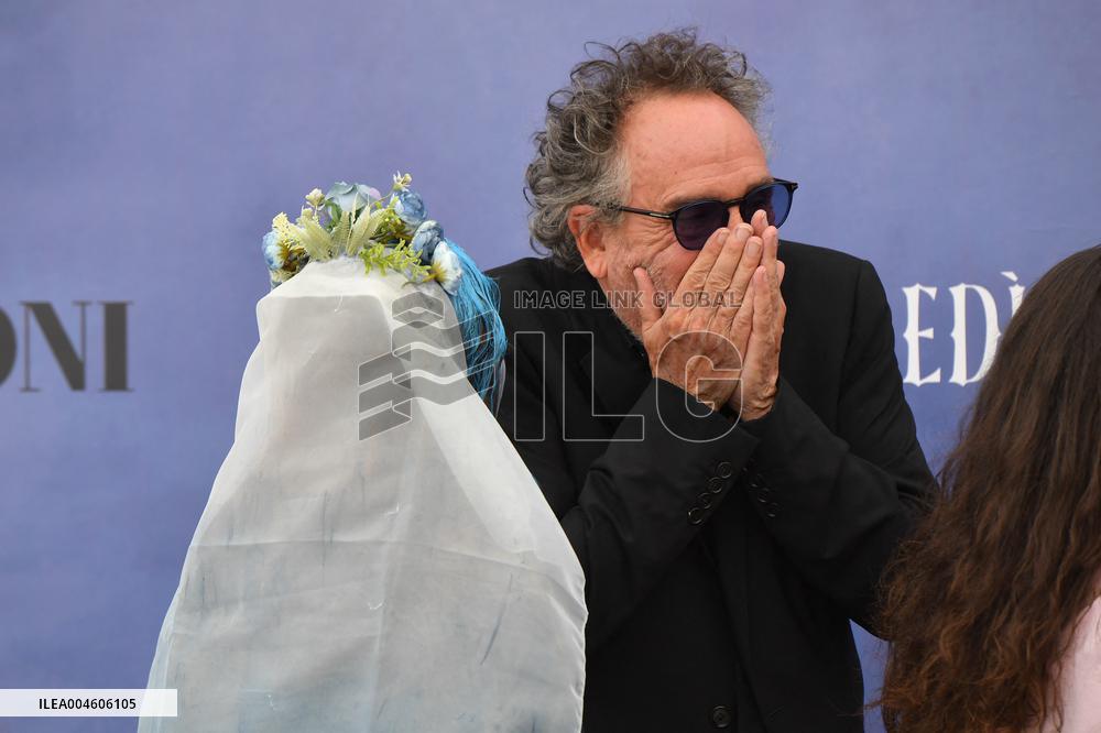 Tim Burton And Monica Bellucci At Presentation Of Wednesday Season 2 - Italy
