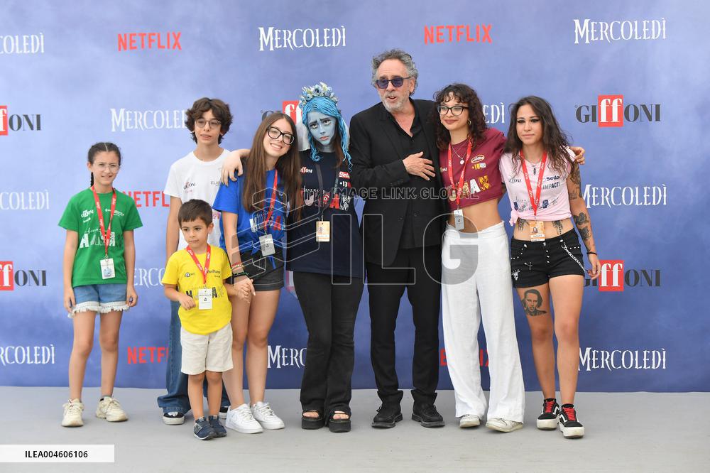 Tim Burton And Monica Bellucci At Presentation Of Wednesday Season 2 - Italy