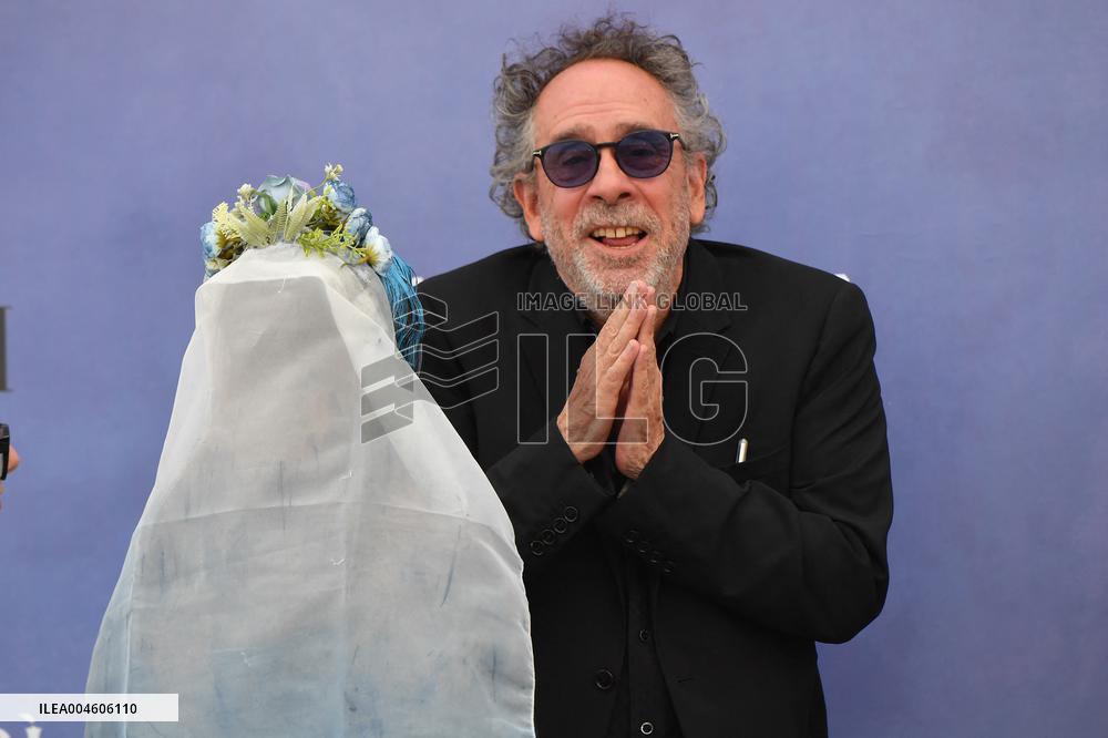 Tim Burton And Monica Bellucci At Presentation Of Wednesday Season 2 - Italy