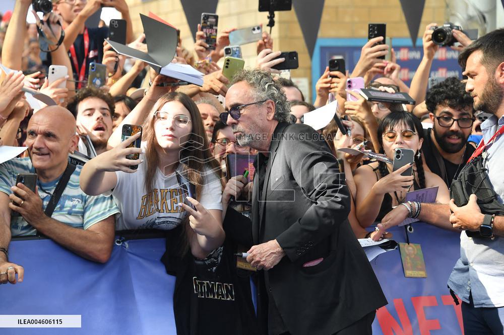 Tim Burton And Monica Bellucci At Presentation Of Wednesday Season 2 - Italy