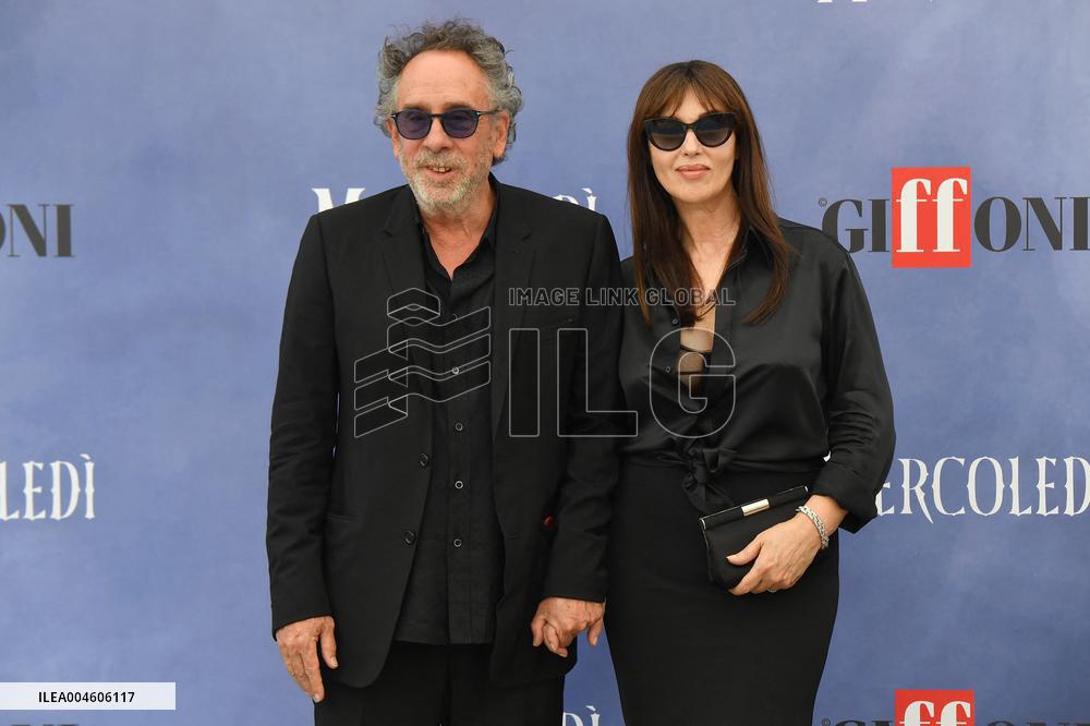 Tim Burton And Monica Bellucci At Presentation Of Wednesday Season 2 - Italy