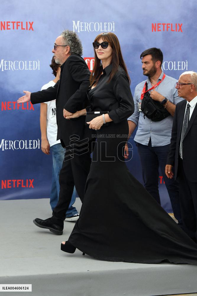 Tim Burton And Monica Bellucci At Presentation Of Wednesday Season 2 - Italy