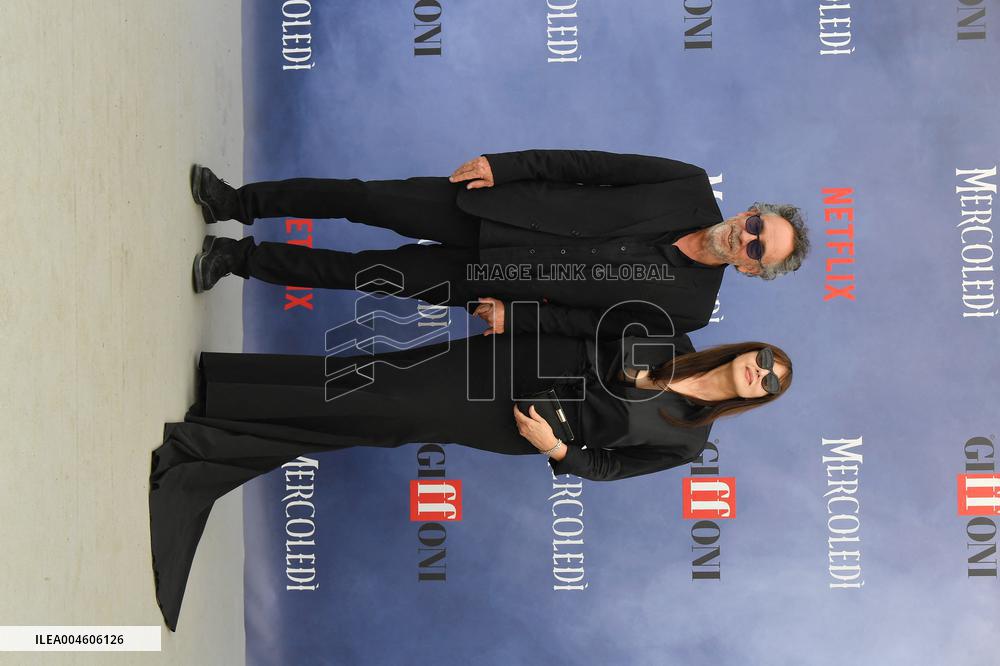Tim Burton And Monica Bellucci At Presentation Of Wednesday Season 2 - Italy
