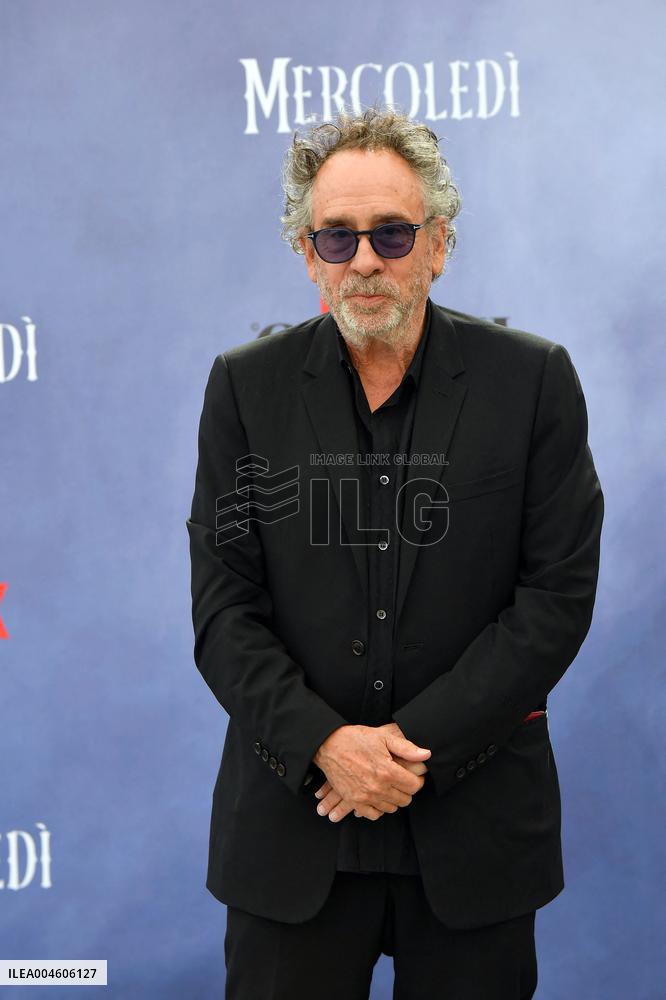 Tim Burton And Monica Bellucci At Presentation Of Wednesday Season 2 - Italy