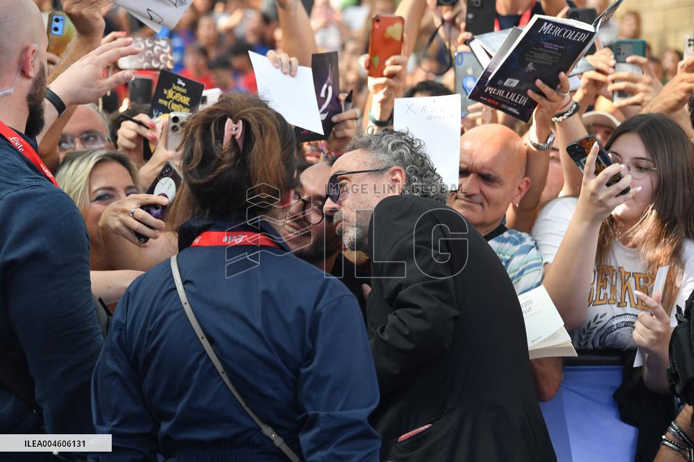 Tim Burton And Monica Bellucci At Presentation Of Wednesday Season 2 - Italy