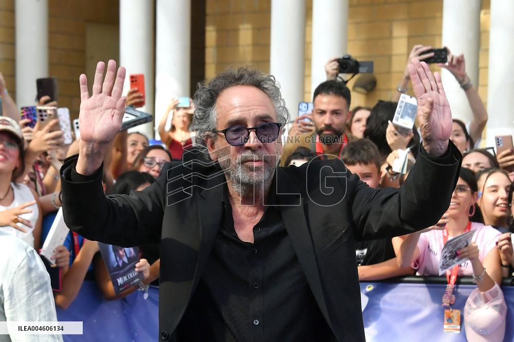 Tim Burton And Monica Bellucci At Presentation Of Wednesday Season 2 - Italy