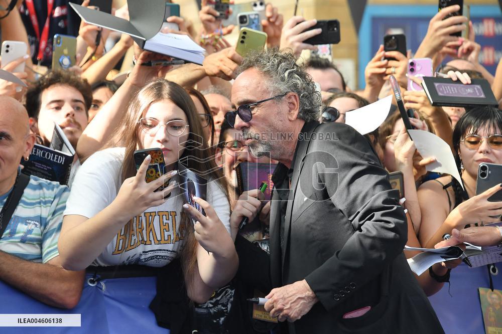 Tim Burton And Monica Bellucci At Presentation Of Wednesday Season 2 - Italy