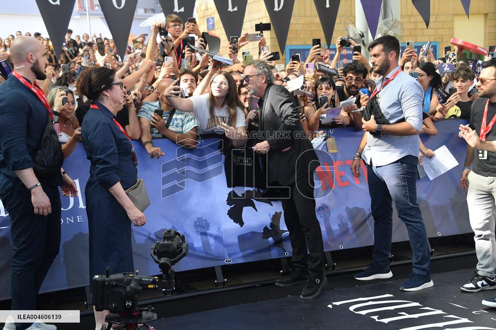 Tim Burton And Monica Bellucci At Presentation Of Wednesday Season 2 - Italy