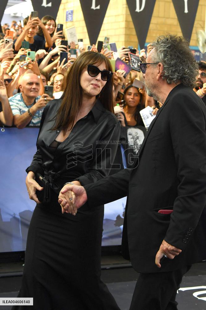 Tim Burton And Monica Bellucci At Presentation Of Wednesday Season 2 - Italy