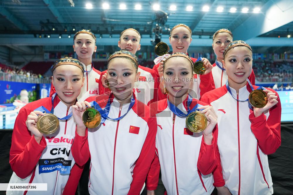 World Aquatics Championships 2025 -  acrobatic final of artistic swimming - Singapore