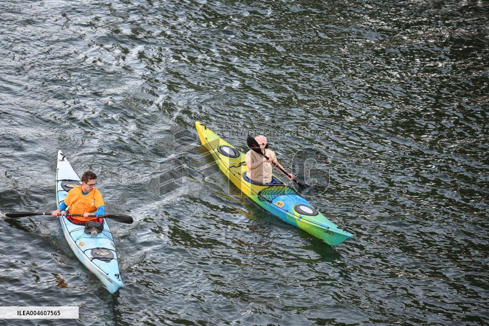 elebrations marking the first anniversary of the Paris 2024 Olympic Games - Canoes Parade