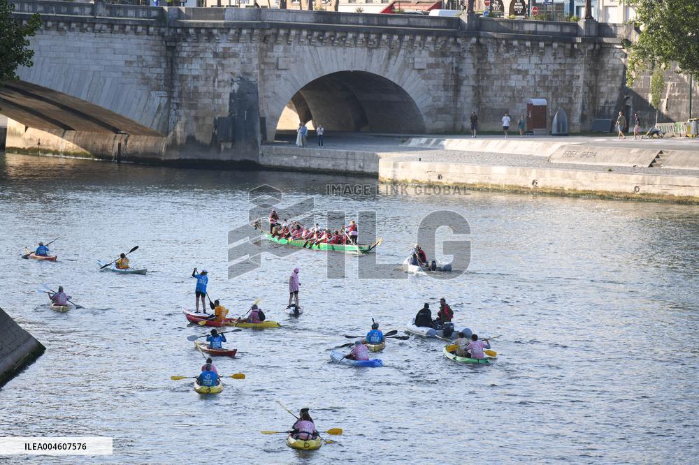 elebrations marking the first anniversary of the Paris 2024 Olympic Games - Canoes Parade