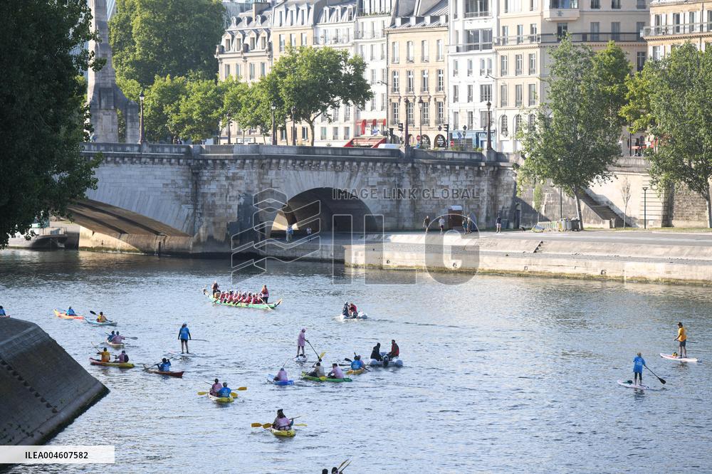 elebrations marking the first anniversary of the Paris 2024 Olympic Games - Canoes Parade
