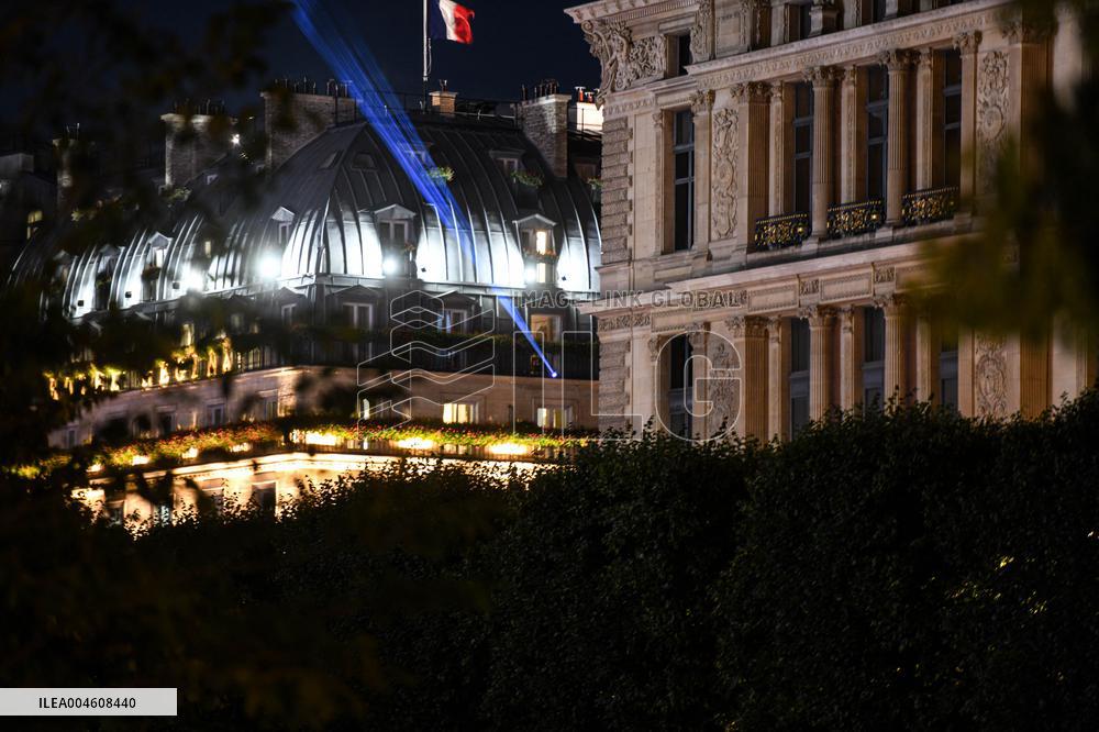 Amnesty International Action - "Stop genocide in Gaza" onto the Paris 2024 Olympic cauldron - Paris