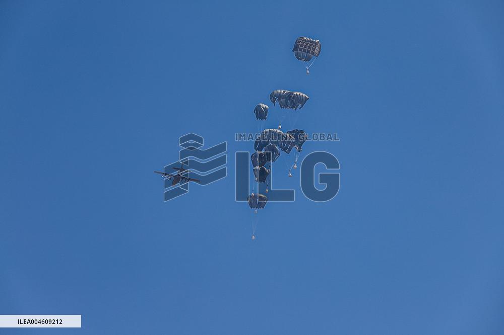 Humanitarian Aid Relief with Beginning of Airdrop Operations - Gaza