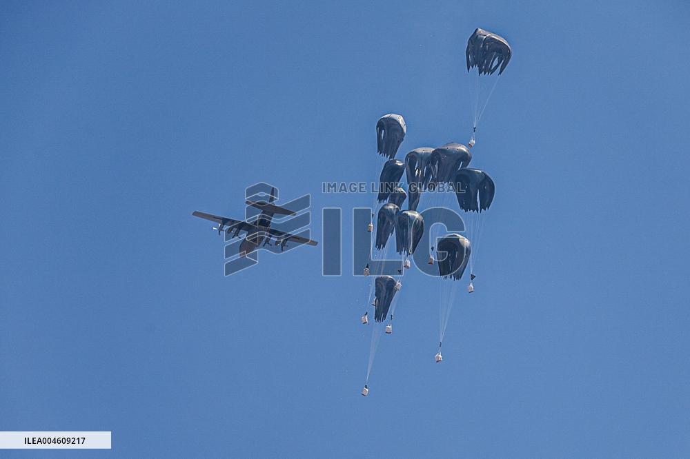 Humanitarian Aid Relief with Beginning of Airdrop Operations - Gaza