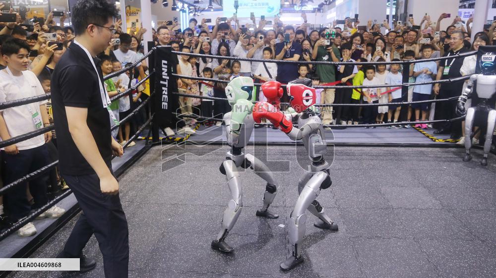 Unitree G1 Robot Fighting in 2025 WAIC in Shanghai