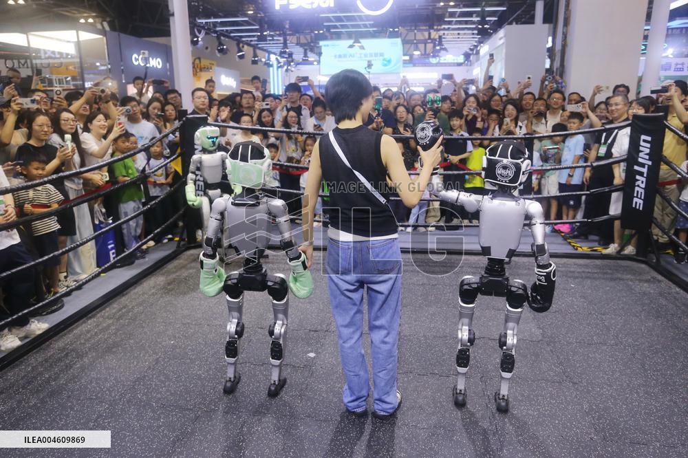 Unitree G1 Robot Fighting in 2025 WAIC in Shanghai