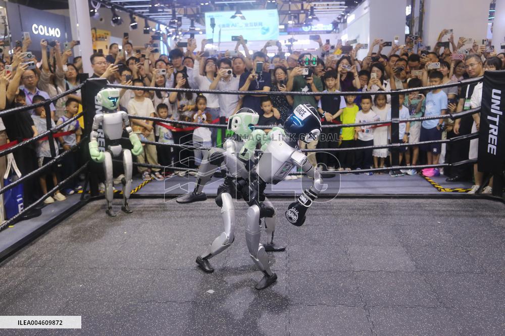 Unitree G1 Robot Fighting in 2025 WAIC in Shanghai