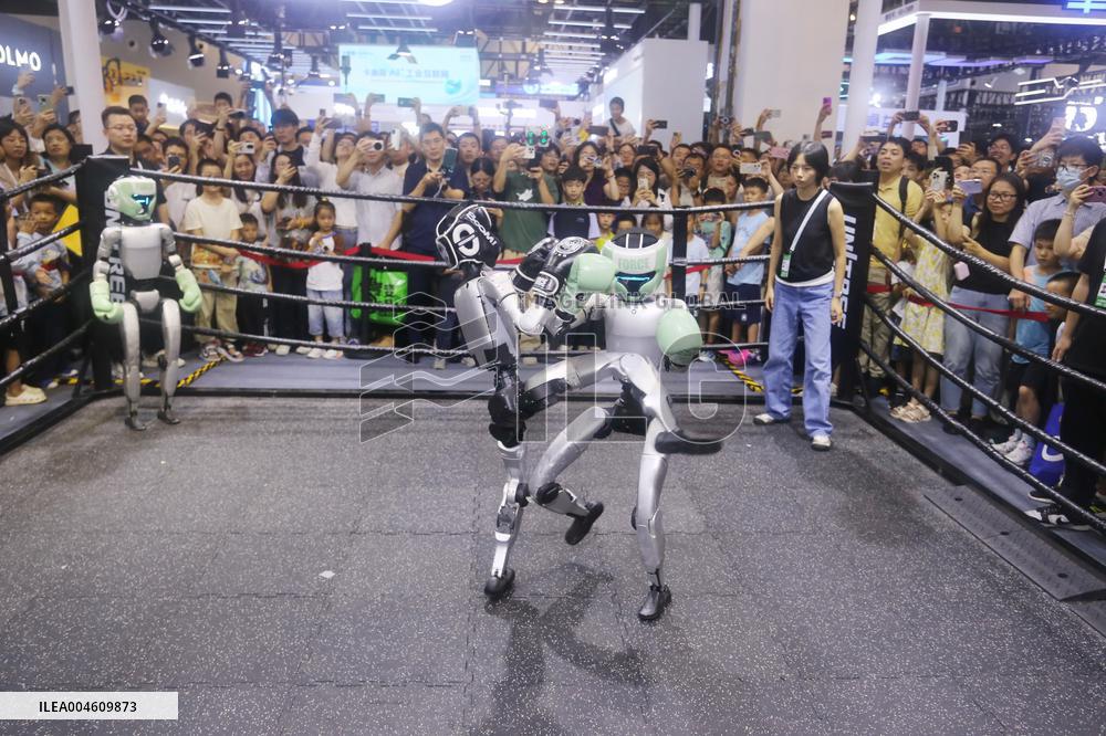 Unitree G1 Robot Fighting in 2025 WAIC in Shanghai