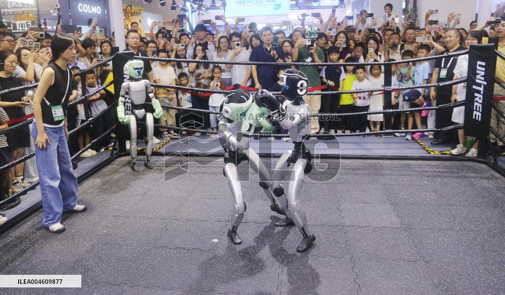 Unitree G1 Robot Fighting in 2025 WAIC in Shanghai