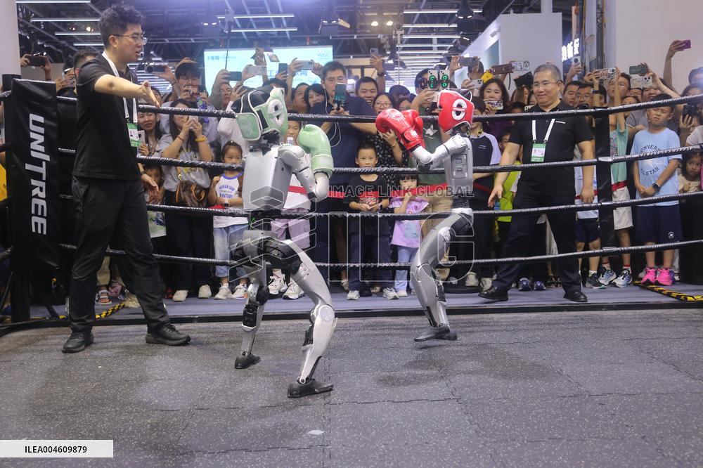Unitree G1 Robot Fighting in 2025 WAIC in Shanghai
