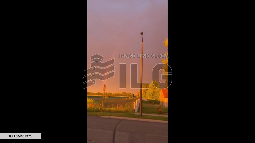 US: Rainbow Brightens St. Cloud Sunset Amid Severe Weather Warning