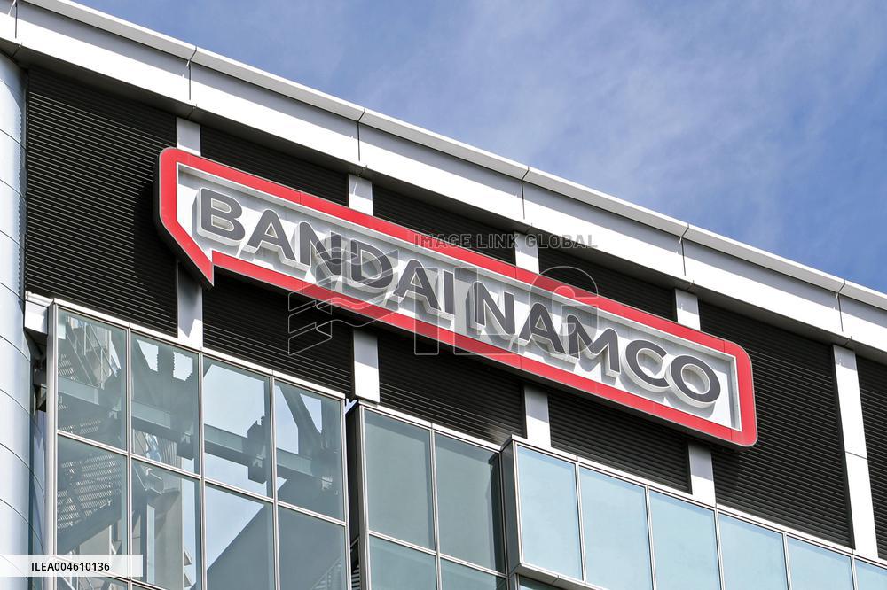 Bandai Namco Holdings signboard and logo.