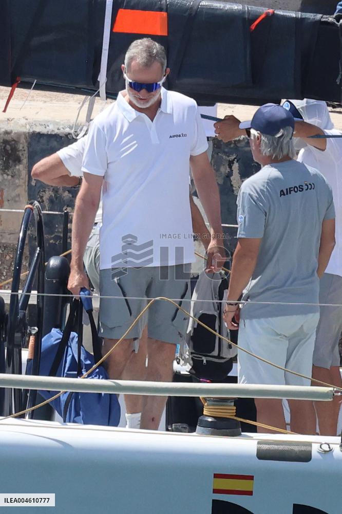 King Felipe Embarks With The Rest Of The Crew On Board The Aifos