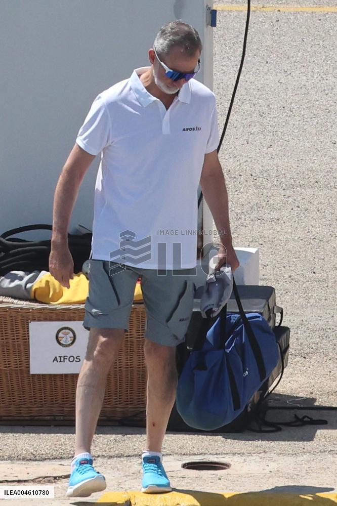 King Felipe Embarks With The Rest Of The Crew On Board The Aifos