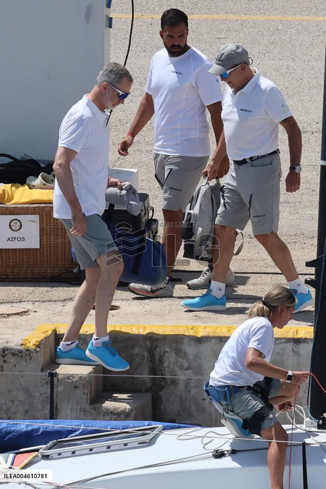 King Felipe Embarks With The Rest Of The Crew On Board The Aifos