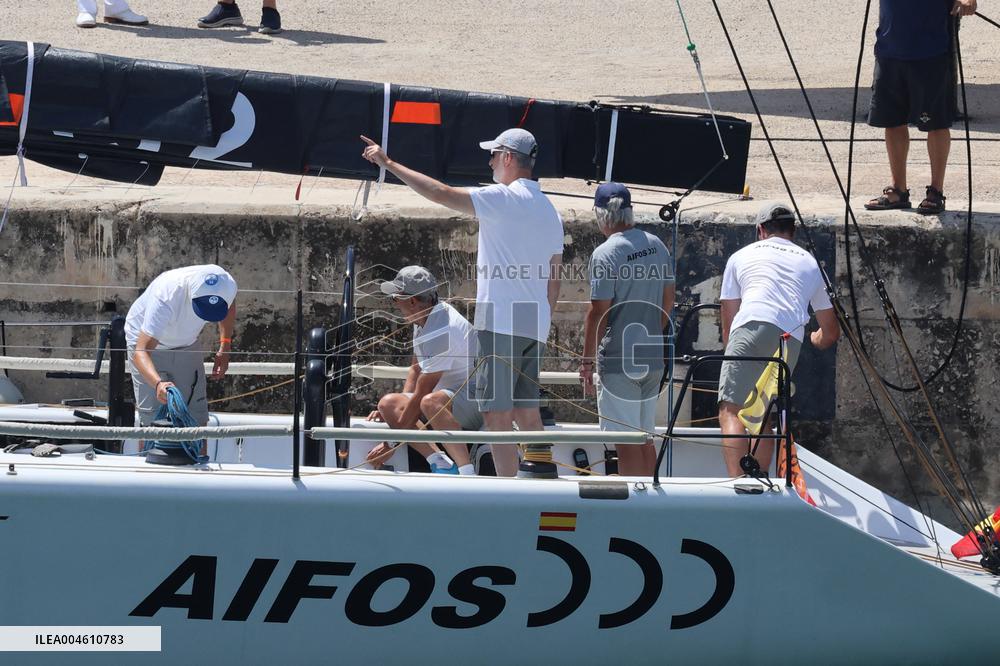 King Felipe Embarks With The Rest Of The Crew On Board The Aifos