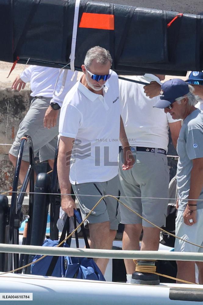 King Felipe Embarks With The Rest Of The Crew On Board The Aifos