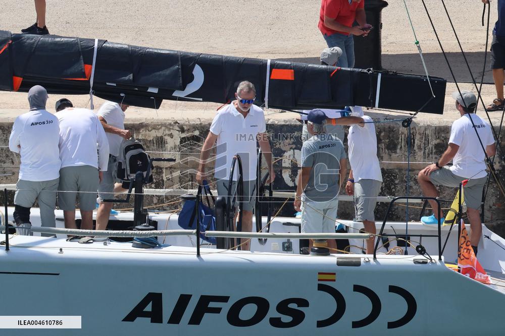 King Felipe Embarks With The Rest Of The Crew On Board The Aifos