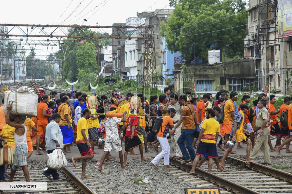 Devotees Carry Ganga Water in Pilgrimage - India