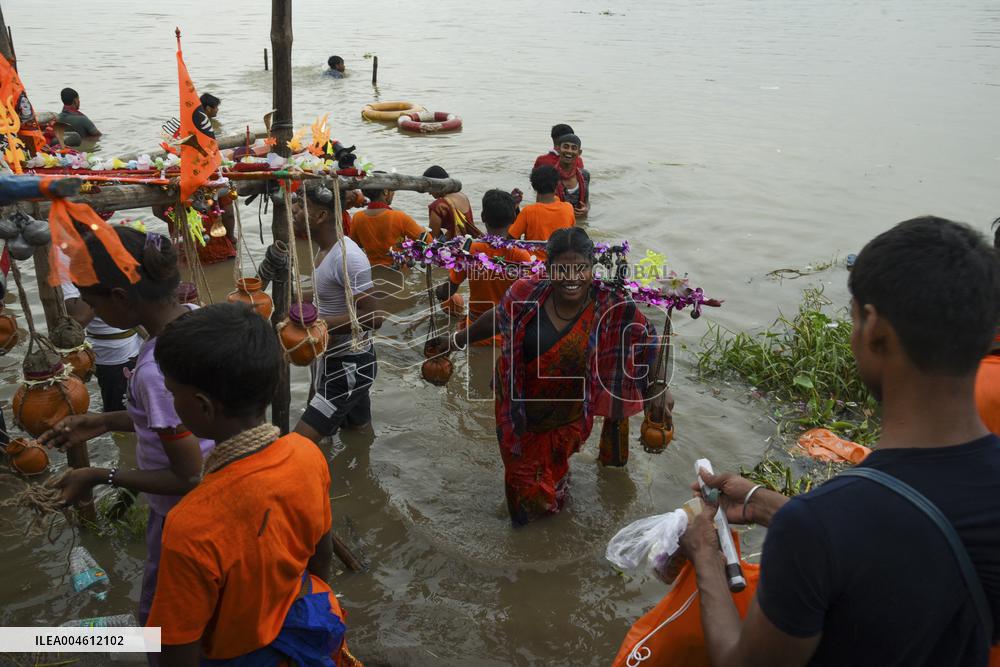 Devotees Carry Ganga Water in Pilgrimage - India